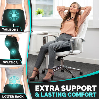 Qollection Seat Cushion, Hip Support, Heat Sensitive & Durable Memory Foam Sitting zipper Desk Chair Cushion for Office