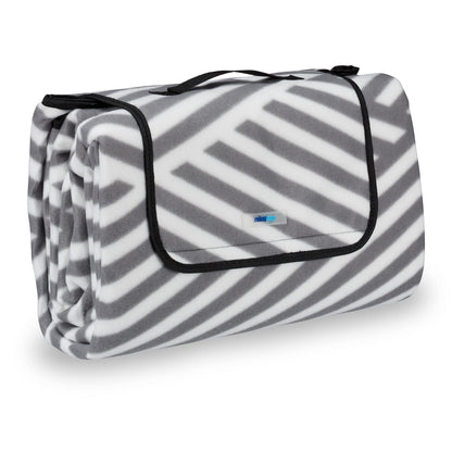 Relaxdays XXL Picnic Blanket, Aluminium Coating, Folding Beach Rug with Handle, 200x200 cm, Grey-White