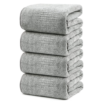 SEISSO Set of 4 Bath Towels,88.9 × 160 cm,Bamboo Fibre & Microfibre Blend,Highly Absorbent,Quick-Drying,Soft Oversized XXL Towels,350 GSM,Suitable