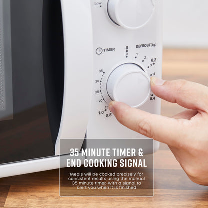 Swan SM4420WHT Manual Microwave with 5 Power Levels, 35 Minute Timer, 700W, 20L, White