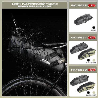 Rhinowalk Bike Saddle Bag Waterproof Bicycle Bag Cycling Seat Bag Mountain Road Portable Storage Bag, 13L