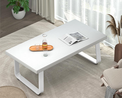 HSH White Oak Coffee Table, 60D×120W×46.5H cm, Rustic Industrial Wooden Coffee Table for Living Room Bedroom Office
