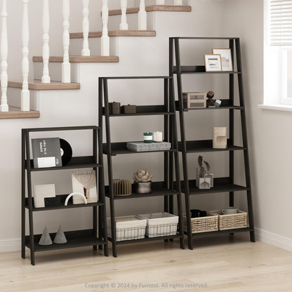 Furinno LADDER Shelf, 5-Tier Ladder Book Shelf, Bookcase, Storage Shelves, Storage Rack, for Organization and Storage, Living Room, Home Office