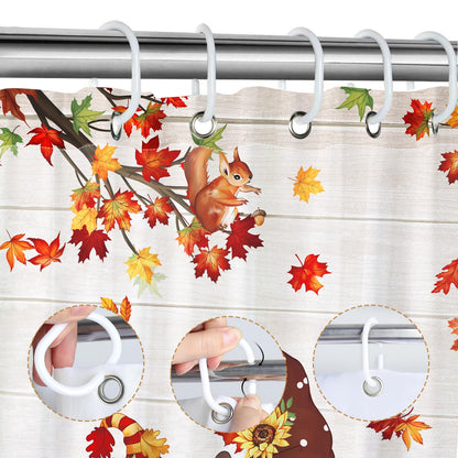 Arquiel Fall Pumpkin Gnome Shower Curtain Sets, Waterproof Polyester Fabric Shower Curtains With 12 Hooks for Bathroom Home Decoration