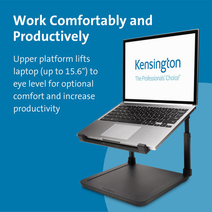 Kensington Laptop Riser - Ergonomic Laptop Stand for Home Office (up to 15.6 inch) with Anti-Skid Design, Security Slot and SmartFit System