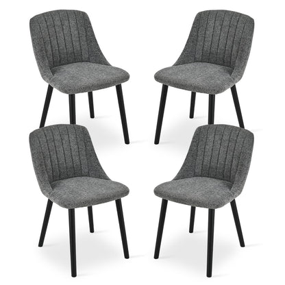 Goeurvant Dining Chairs Set of 4 Upholstered Armchairs with Wooden Legs Kitchen Chairs for Living Room, Grey-Chenille
