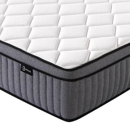 CRYREINA Double Mattresses Hybrid 10 Inch Double Bed Mattress Medium Firm, Individually Pocketed Springs for Motion Isolation, Memory Foam