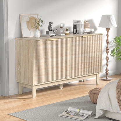 Yvsevnr Sideboards for Living Room, Buffet Storage Cupboards with Adjustable Shelves, 140 cm Kitchen Cabinet with 4 Doors, Anti-tip