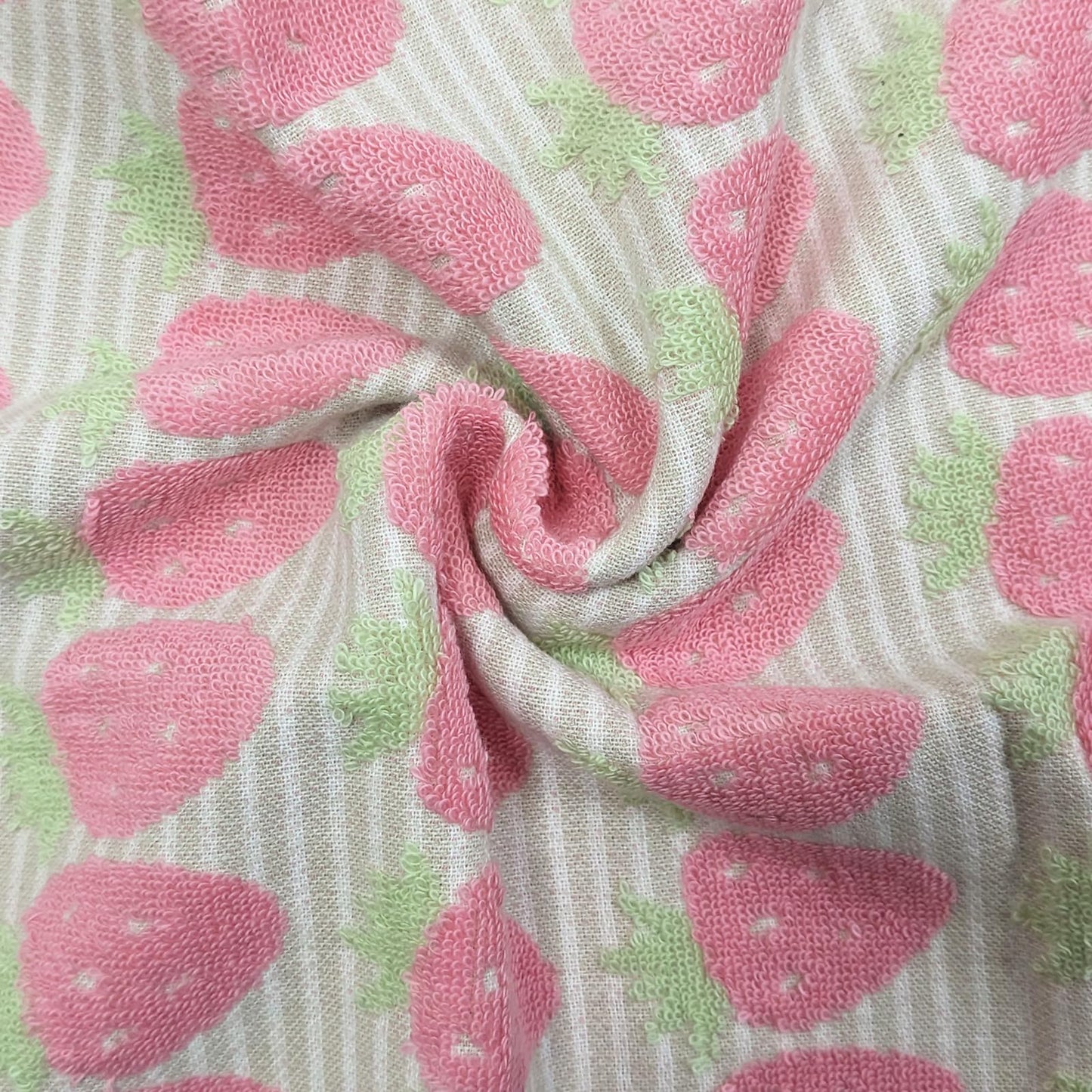 USTIDE Fruit Hand Towels Set of 2 Lovely Pink Striped Strawberry Hand Towel Cotton Face Towel Soft Absorbent Towel Set for Bathroom Kitchen 14x30 Inch