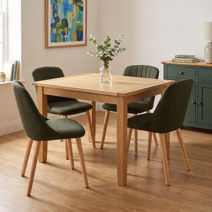 Goeurvant Dining Chairs Set of 4 Polyester Chairs for Living Room with Wood Legs Upholstered Kitchen Chair, Grass Green