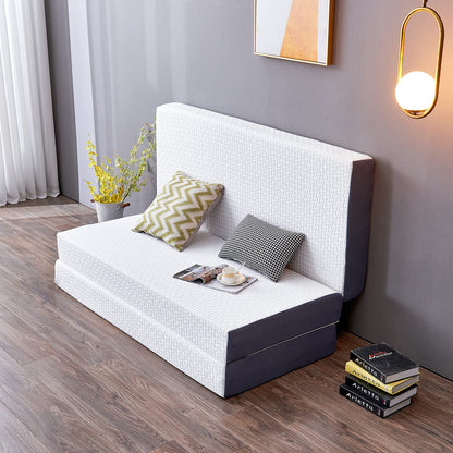 Inofia Folding Mattress Double,15cm Memory Foam Foldable Mattress, Guest Folding Mattress with Washable Cover,Foldable in Three,Bed in a