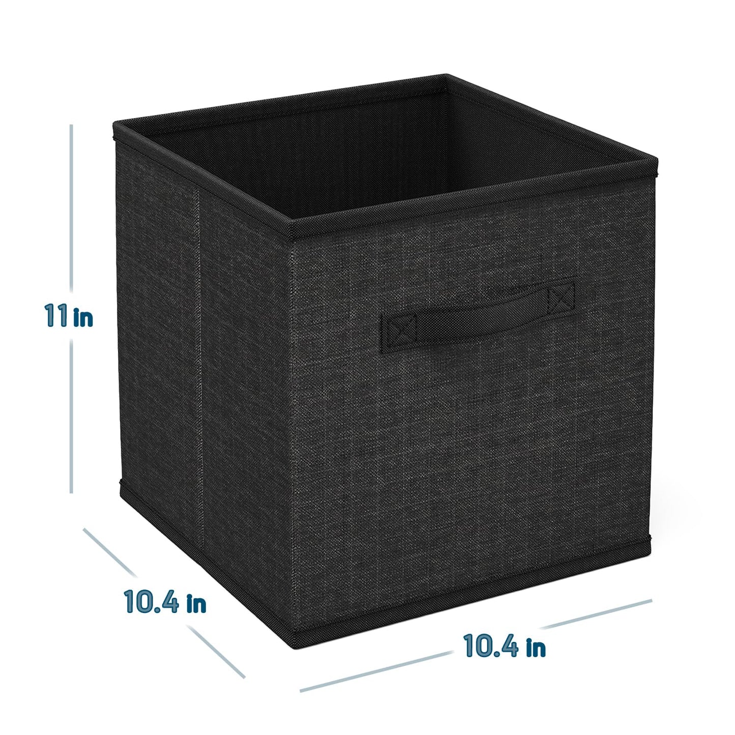 Nestl Cube Storage Bins, Foldable 6 Cube Storage Organizer Bins, Fabric Storage Cubes, Storage Basket with Handles, Black Closet Storage Bins