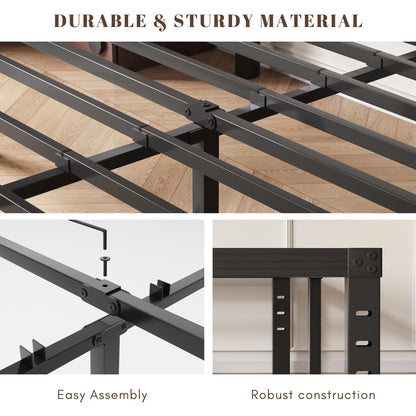 Hunlostten Metal Double Bed Frame - Platform Bed Frames with Underbed Storage and Steel Slat Support, Sturdy, Easy Assembly, Noise Free, Heavy Duty