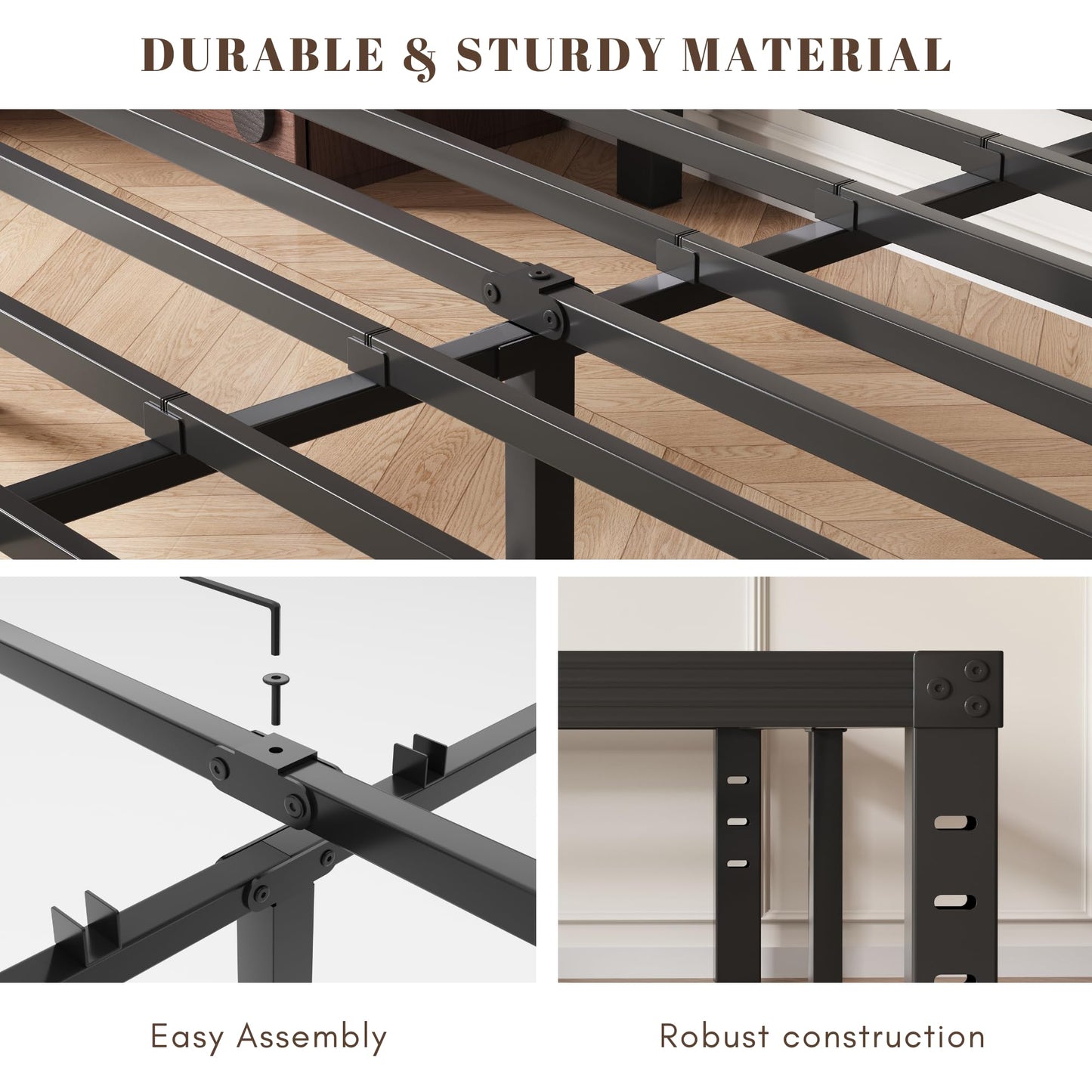Hunlostten Metal King Bed Frame - Platform Bed Frames with Underbed Storage and Steel Slat Support, Sturdy, Easy Assembly, Noise Free, Heavy Duty