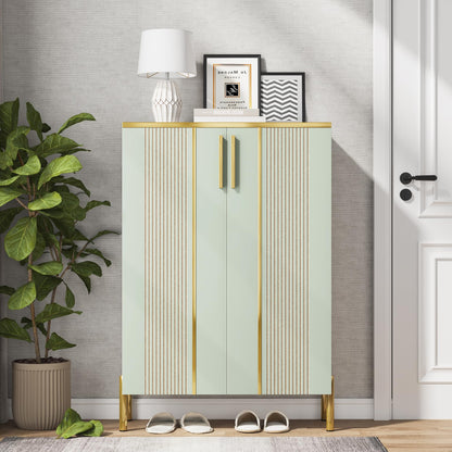Tribesigns Shoe Cabinet with Doors, 6-Tier Shoe Storage Cabinet with Adjustable Shelves, Wooden Shoes Rack Shoe Storage Organizer for Entryway