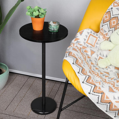 1 Pack Round Side Table Black Small Round Coffee Table With Marble Base