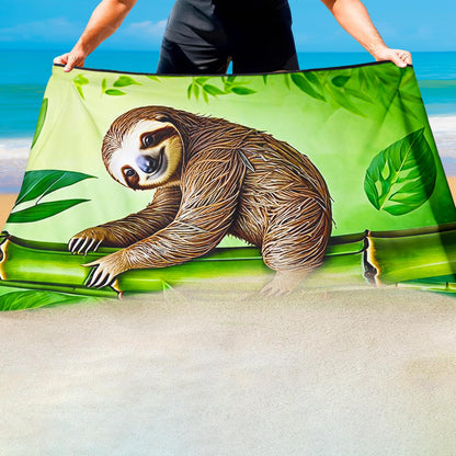 Violetpos Bamboo Climbing Sloth Beach Towel, Extra Large 180x90 cm 250GSM Microfibre, Sand Free Quick Dry