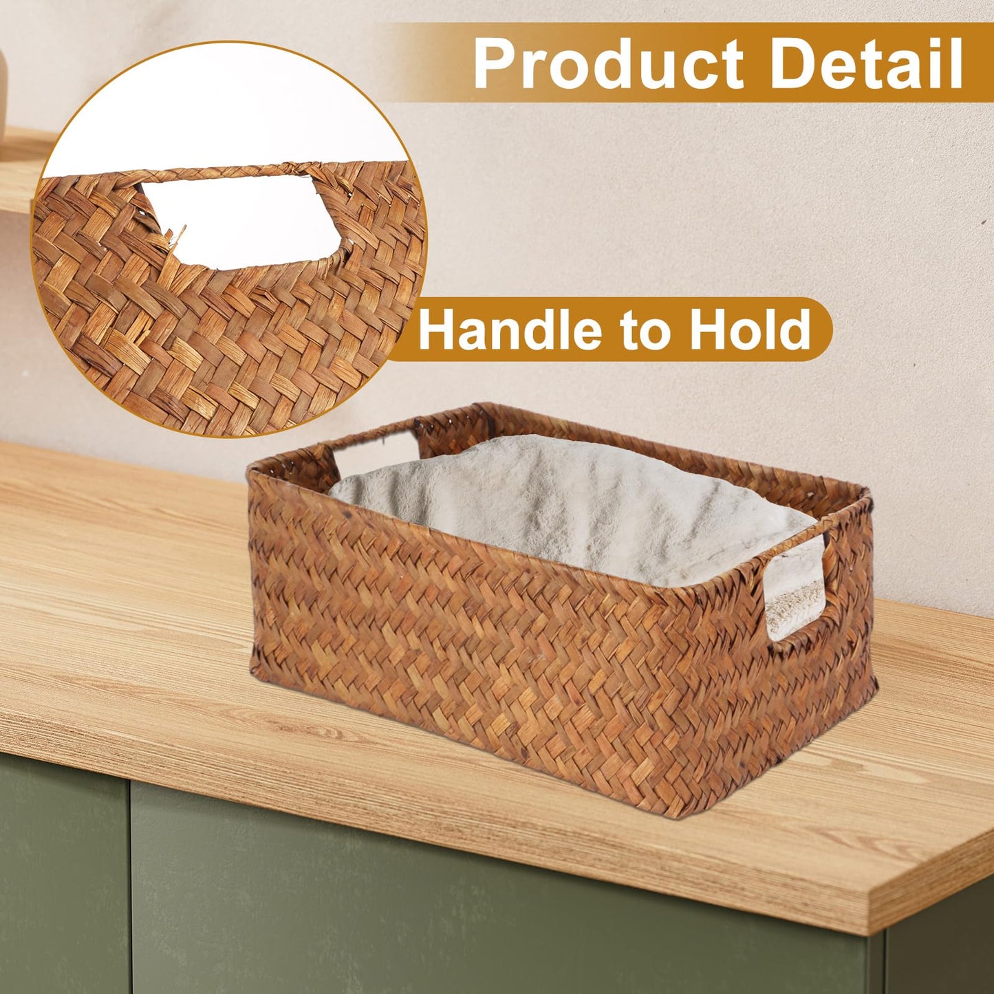 ZOFUN 2 Pcs Woven Baskets 34 x 23 x 11 cm