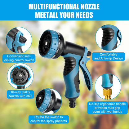 Sylken Garden Hose Expandable Garden Pipes?3 Times Expanding Flexible Magic Lightweight Watering Hose Pipe with 10 Function Spray Gun?Magic Hosepipe
