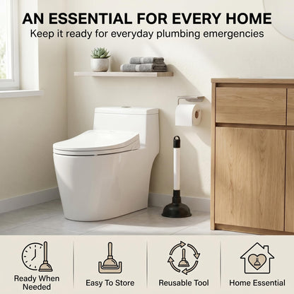 Heavy Duty Drain Unblocker Sink Plunger 9 inch Strong Handle & 4 inch Rubber Cup for Toilet Shower Bathroom Kitchen Drains Powerful Suction Tool Fast