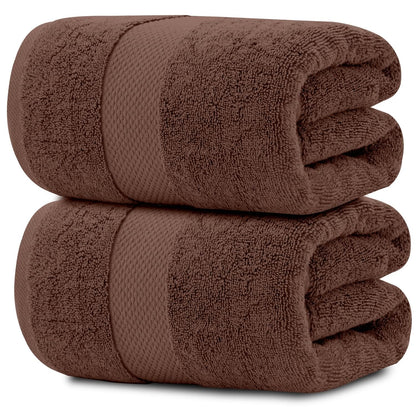 White Classic Luxury Bath Sheet Towels Extra Large | Highly Absorbent Hotel spa Collection Bathroom Towel | 35x70 Inch | 2 Pack (Brown)