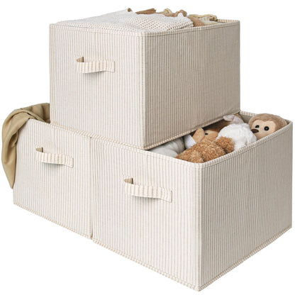 StorageWorks Large Storage Boxes for Wardrobe, Rectangular Storage Baskets for Shelves, Closet Organizers with Handles