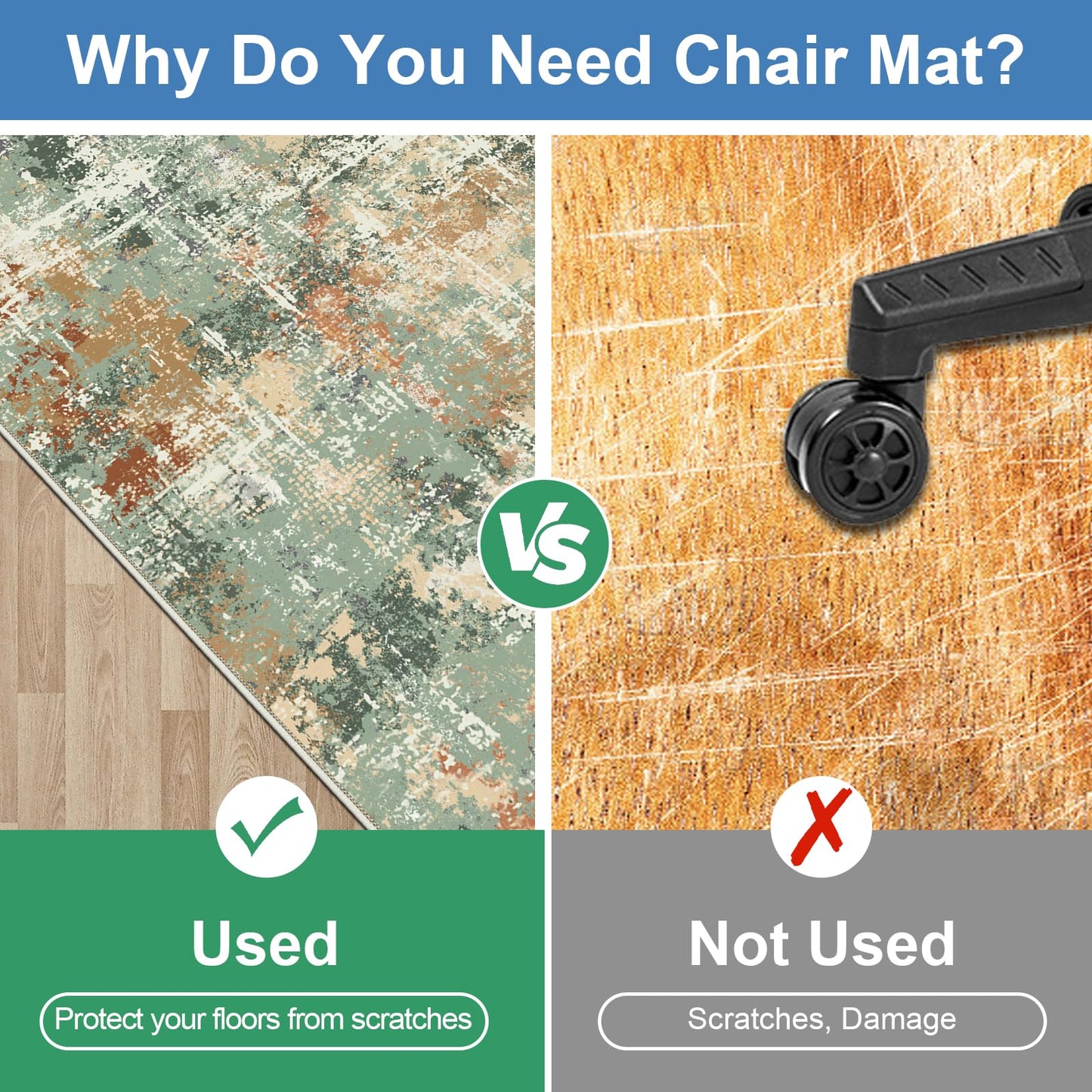 Capslpad Office Chair Mats for Hardwood Floor 90x120cm Non-Slip Modern Abstract Home Multi Purpose Chair Mat Low Pile Floor Protectors Computer Chair