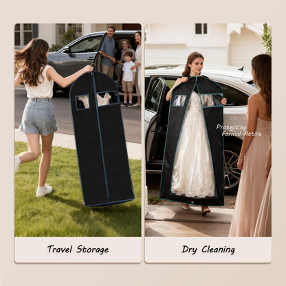 3 Pack 60 Inch Clothes Protector Covers for Wardrobe Organization and Travel - Long Garment Protectors for Dresses, Suits, Coats and Robes