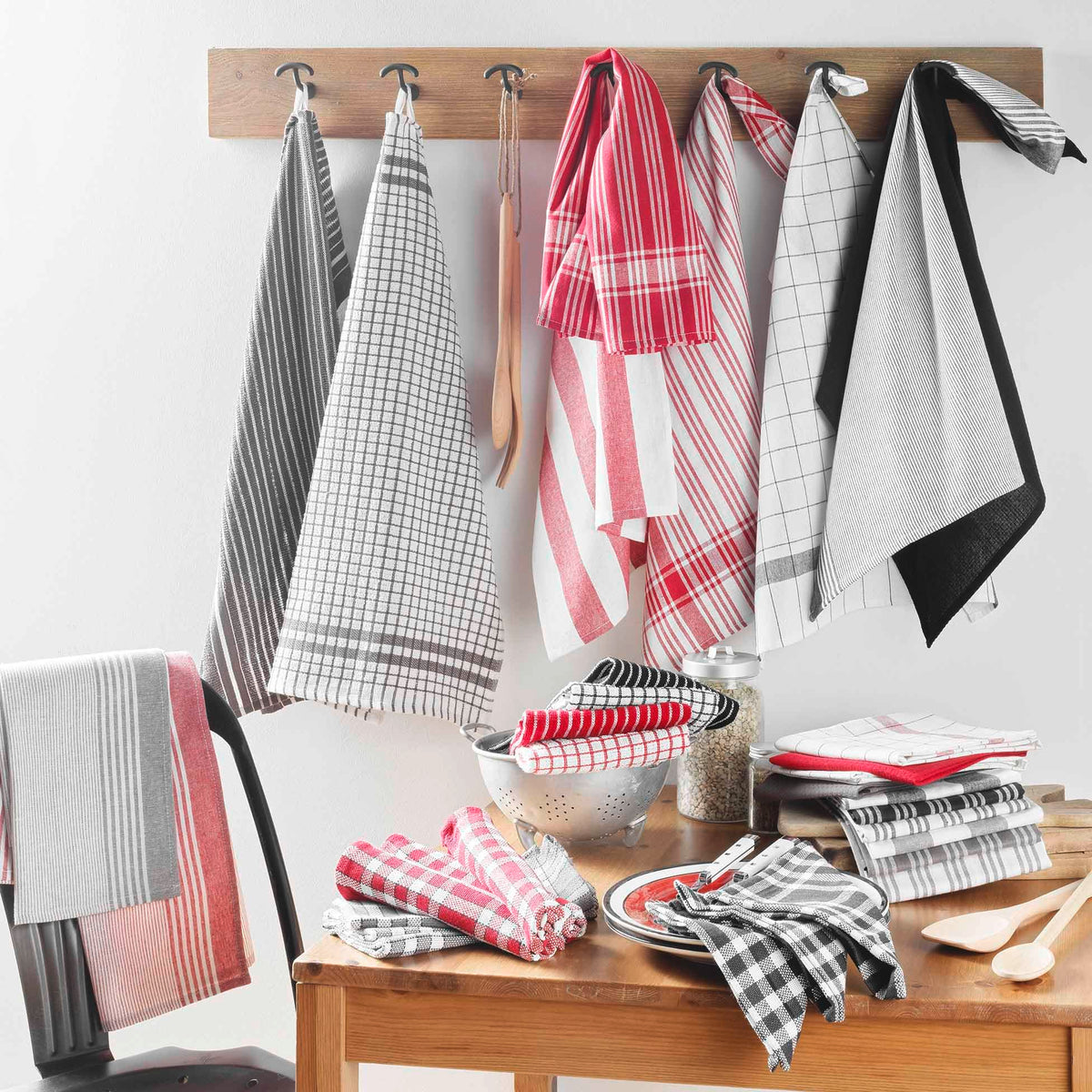 Douceur d'Intérieur, 2 Tea Towels (50 x 70 cm) Classico Anthracite Terry Cloth, Small
