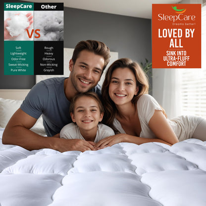 SleepCare Thick Mattress Topper Kingsize Bed, Premium Quality Breathable King Size Mattress Toppers, Quilted and Fluffy King Mattress Topper with