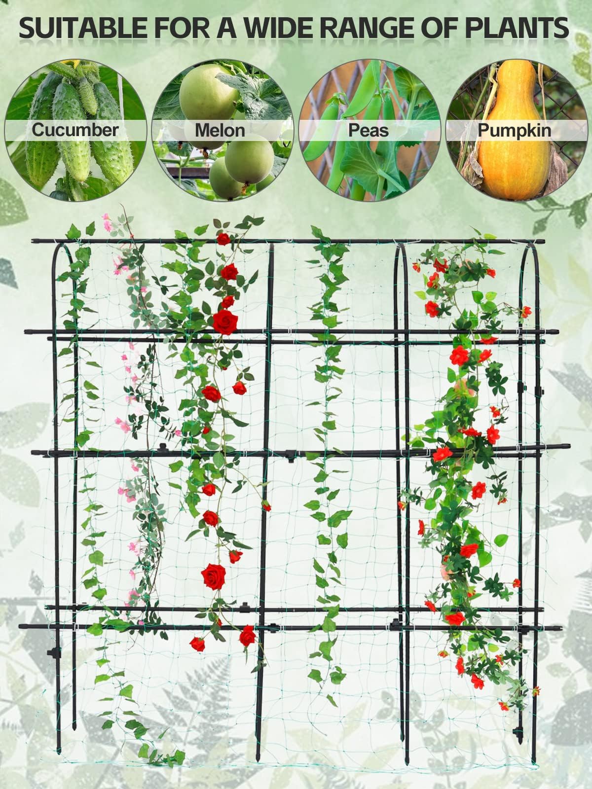 6?6 Feet Garden Trellis for Climbing Plant, Kalolary Large Garden Cucumber Trellis U-Frame Vegetable Beans Fruit Grow Trellises Rustproof Metal Plant