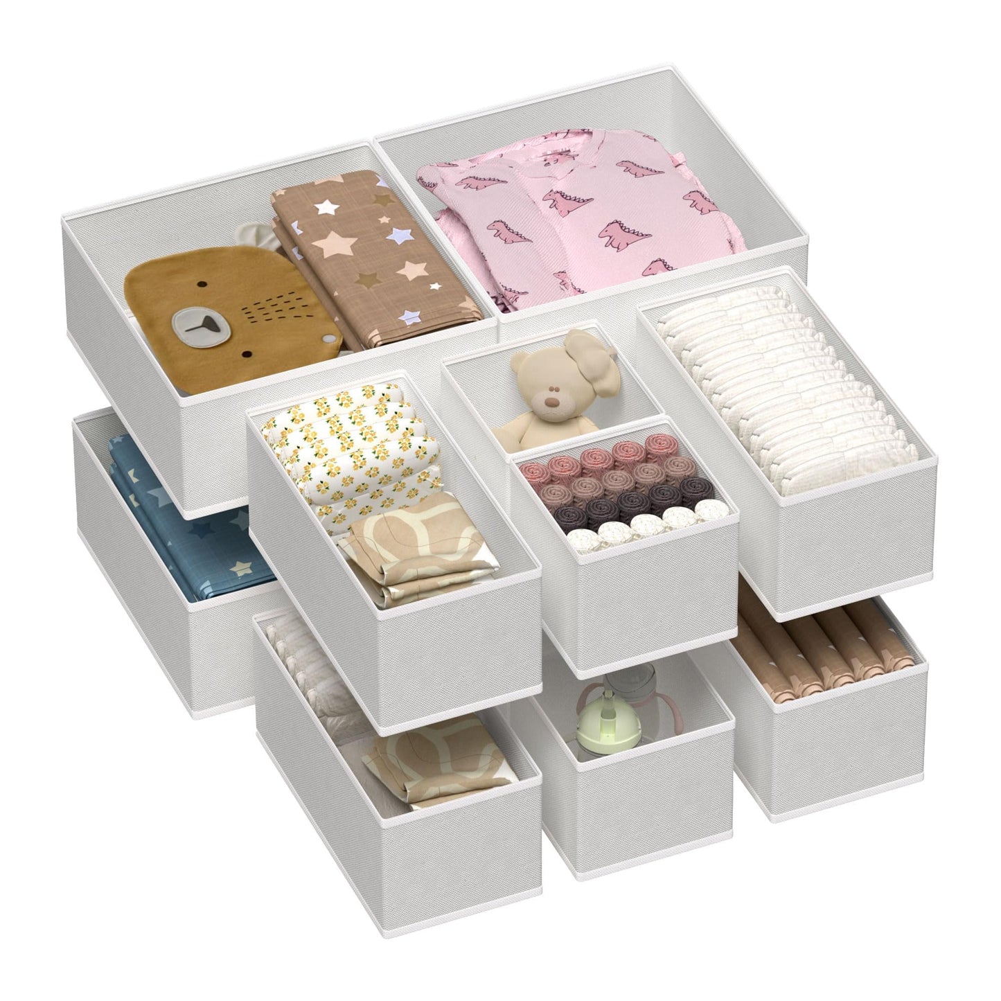 Vtopmart 12 Pack Drawer Organiser Foldable Box - Drawer Dividers Fabric - Wardrobe Storage Organiser for Bras - Underwear, Socks, Baby Clothing