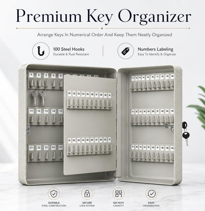 Landlord Direct Supplies LDS® Large Key Cabinet Wall Mounted (100 Keys) Key Box Includes 100 Indexing Numbers & Mounting Harware