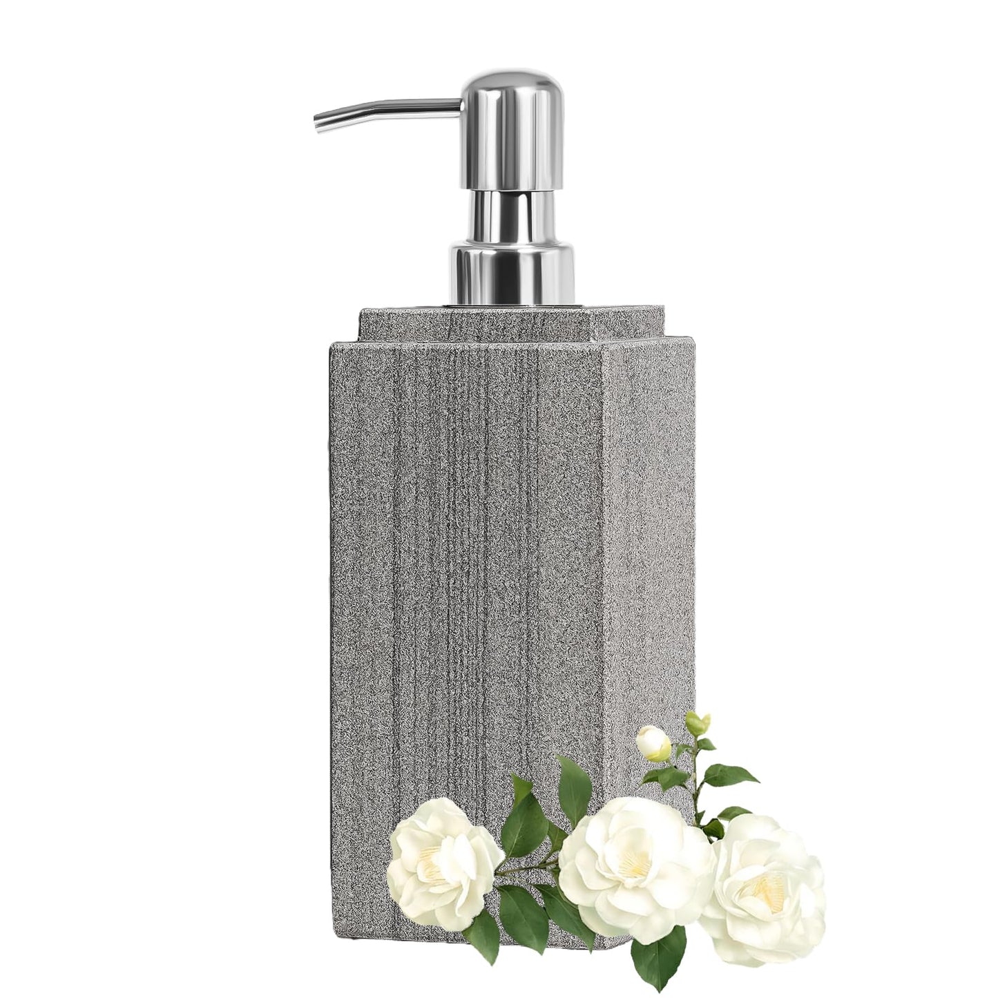 HKDZ Marble Soap Dispensers, 250ML Square Soap & Lotion Pump Dispenser,Natural Marble Decorative Bathroom Accessories for Kitchen/Bathroom Dish Soap,