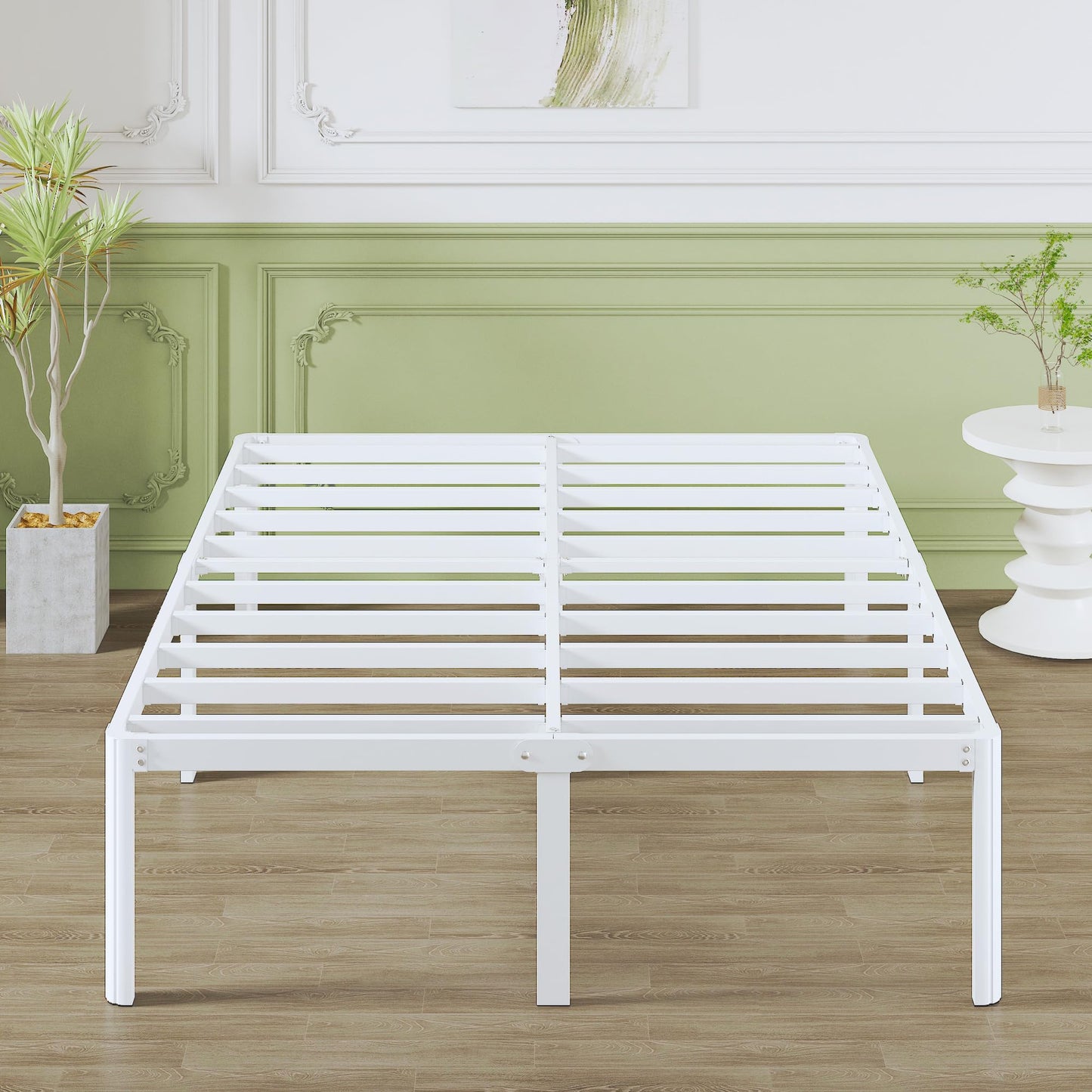 Lutown-Teen 41 cm High Super King Bed Frame, 180 x 200 cm Metal Bed Frame Super King with Rounded Corner Legs, Storage Space Underneath, No Noise,