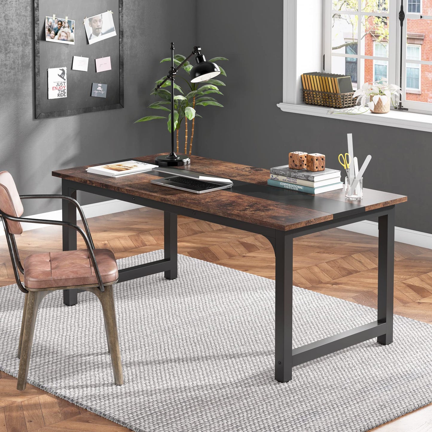 Tribesigns 63” Executive Desk, Large Office Computer Desk with Thicken Frame, Modern Simple Workstation Business Furniture for Home Office