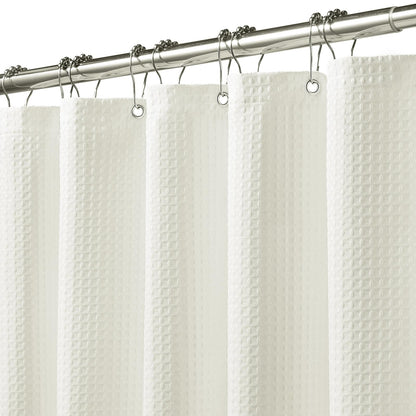 FY&XZH Heavy-Duty Waffle Weave Shower Curtain with Stainless Steel Hooks, Thick Fabric for Bathroom, Hotel, Spa & Salon-183 x 214cm (Beige)
