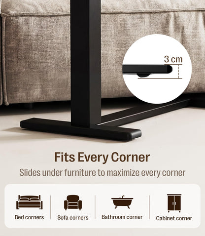 MAIDeSITe Fit Dual Overbed Table with Wheels, C-Shape Bedside Table