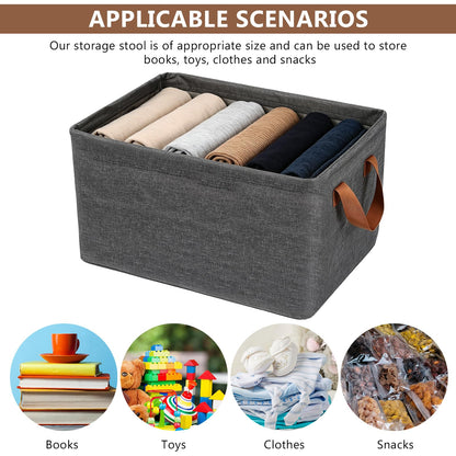 23L Wardrobe Storage Boxes with Metal Frame for Shelves Toys and Clothes