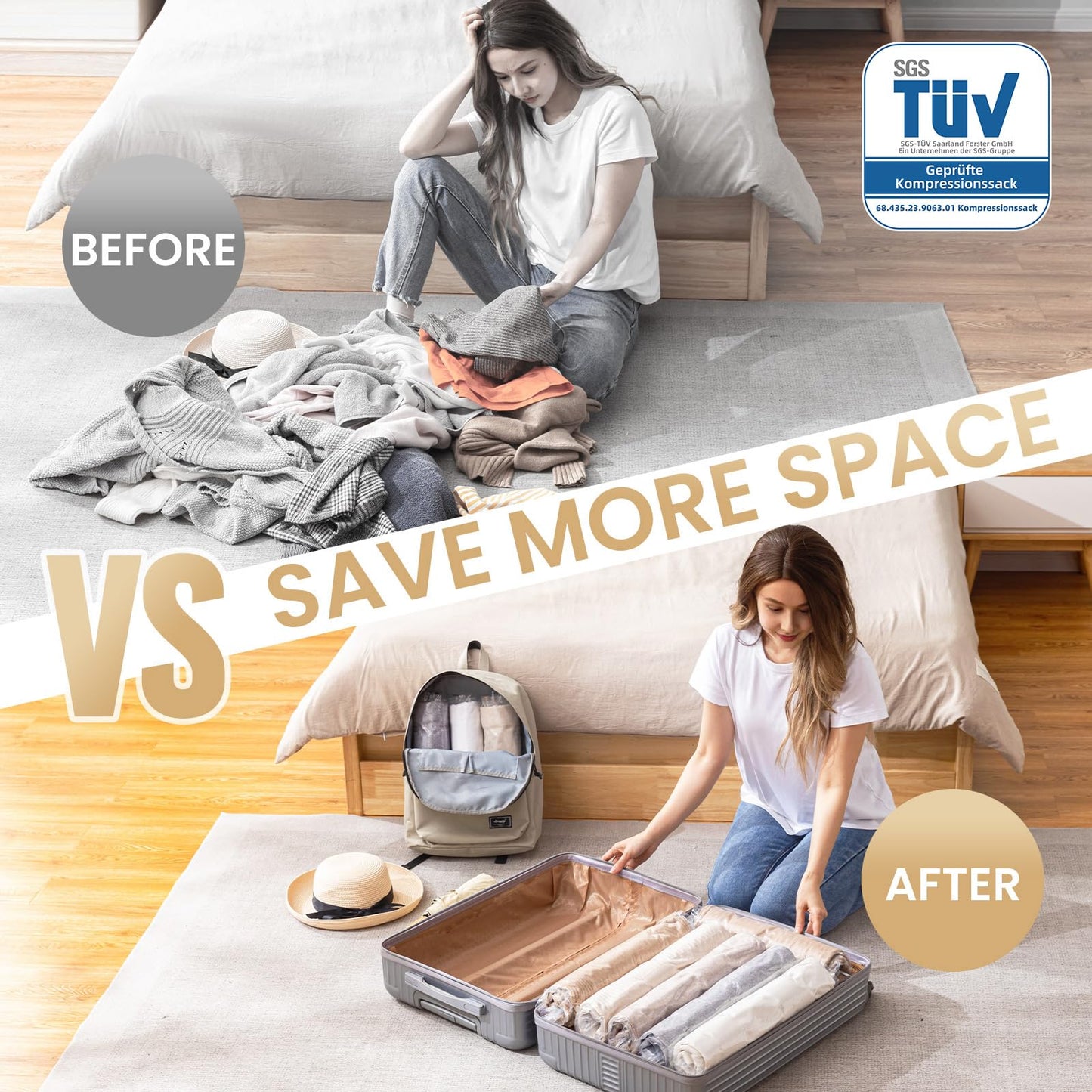 TAILI Small Vacuum Bags for Clothes Travel Vacuum Storage Bags 10 Pack (40 X 60CM) Reusable Saves 80% of Storage Space Saver for Clothes, Bedding