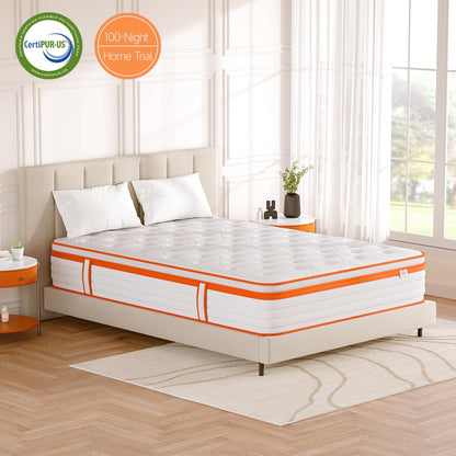 TeQsli Small Double Mattress 4FT, 10 Inch Memory Foam 7 Zone Support Small Double Mattress Pocket Sprungs Wave Memory Foam Hybrid - Medium Firm