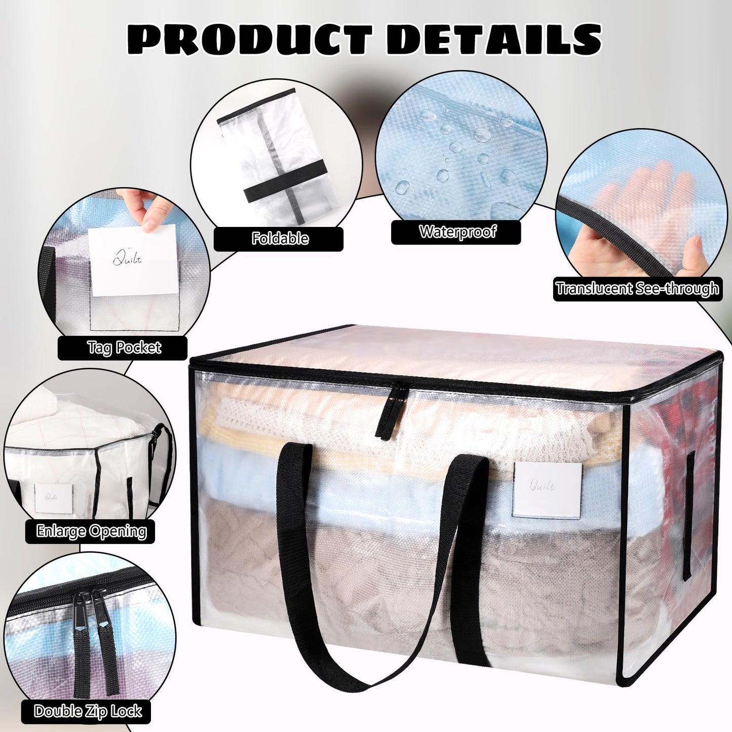 Dntorx 8 Pack 90L Moving Bags Heavy Duty Storage Bag Dorm Moving Essential