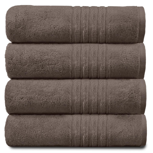 GC GAVENO CAVAILIA 4 PK Extra Large Bath Sheet, Water Absorbent Cotton Towels, 450 GSM Quick Dry Towels Set, Walnut