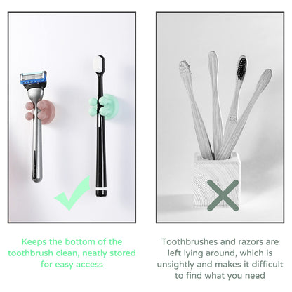 Silicone Toothbrush Holders Multi-Function Hook Razor holder Waterproof Self Adhesive Wall Mounted Single Hook for Wall or Glass for Hanging Bathroom