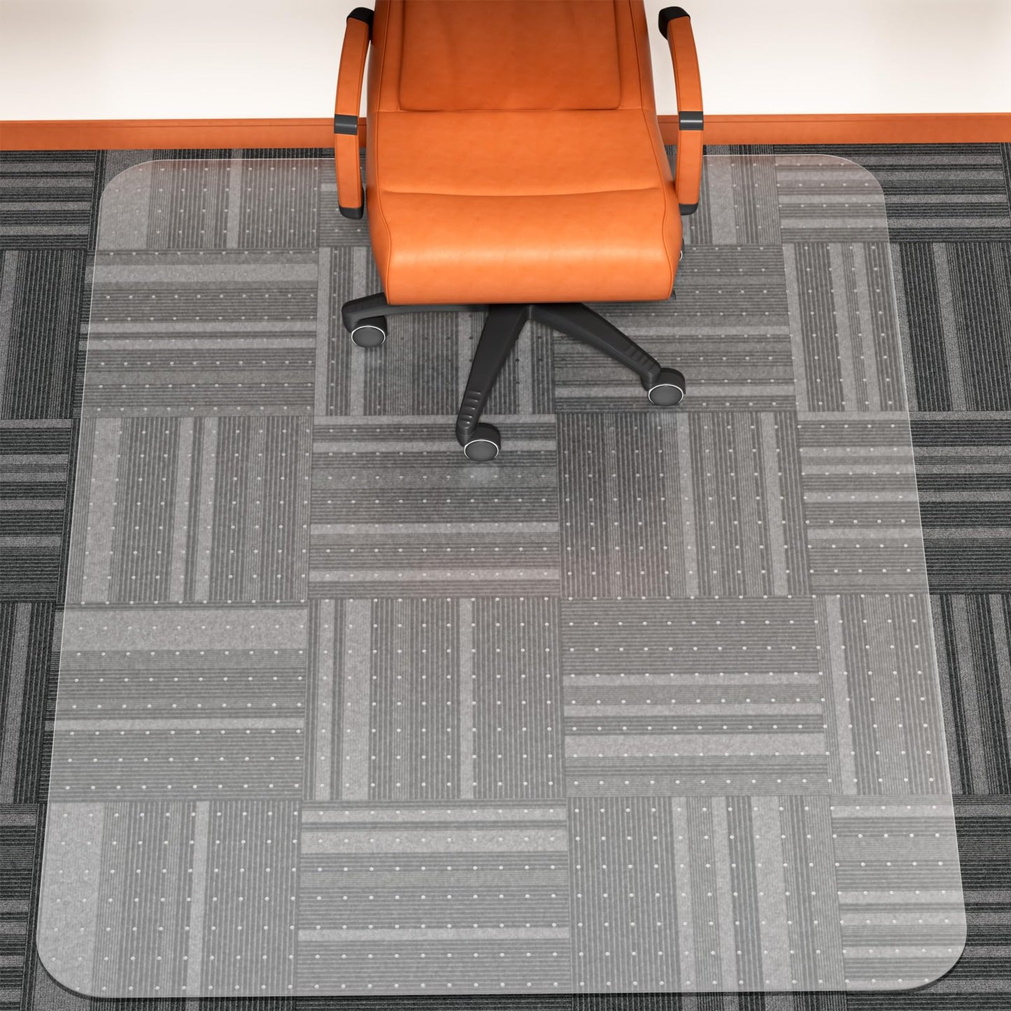WASJOYE Carpet Chair Mat Large Chair Mat 117 x 152cm Non-slip 2.2mm Thick PVC Transparent Carpet Floor Protector Mat for Home and Office Low Pile