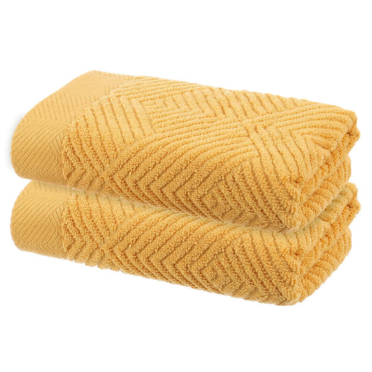 sourcing map 2 Pcs Bathroom Hand Towels Yellow Soft Absorbent Face Towels Cotton Wash Cloths 13 x 29 Inch Kitchen Hand Towels for Bathroom Gym Drying