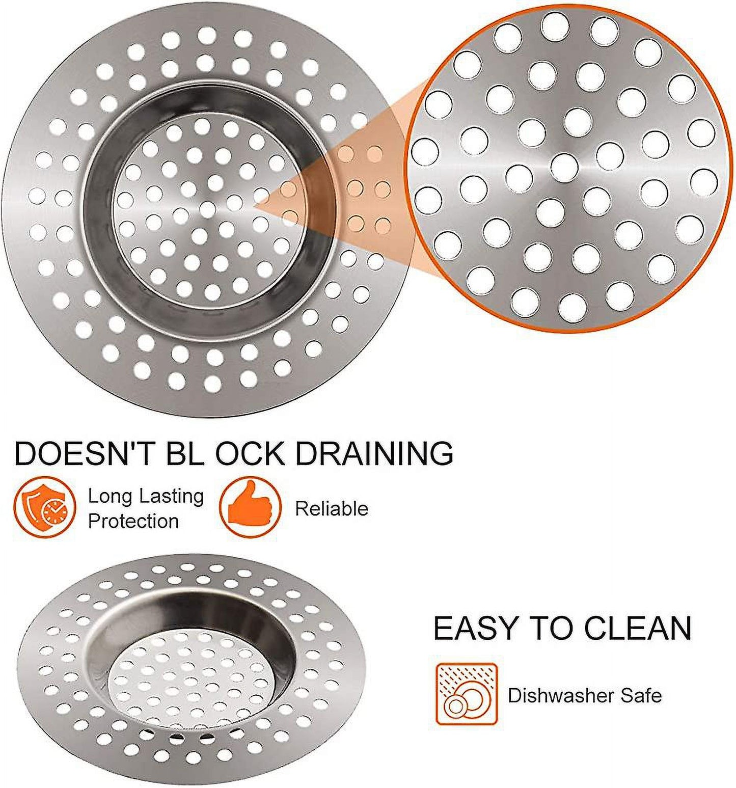 2 Pcs Sink Strainer–Stainless Steel Kitchen Sink Plug Strainer– Dual Function Drain Plug Hair & Food Catcher for Kitchen, Bathroom