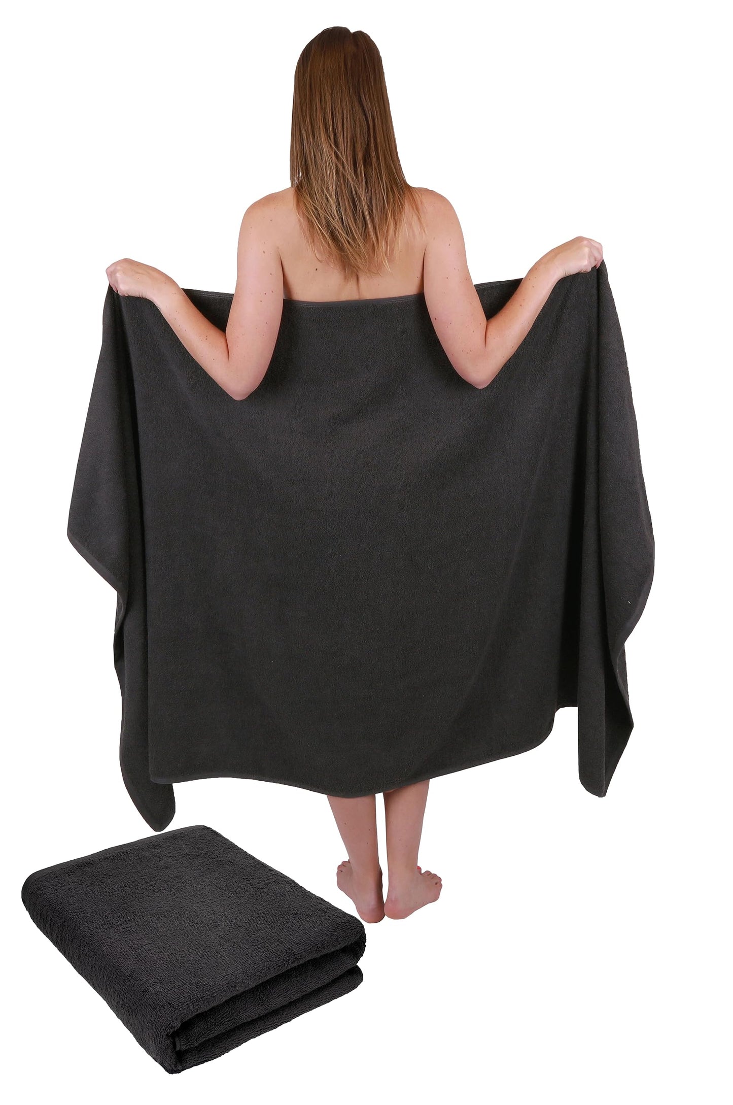 Betz 2 piece bath towels sauna towel set XXL DRESDEN 100% cotton size 100cmx200cm color dark grey - 1902050
