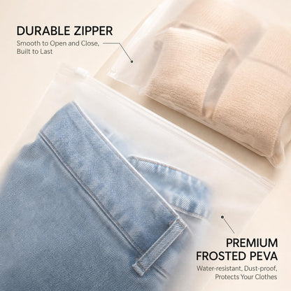 30 Reusable Ziplock Bags, Clear Plastic Storage Bags in 3 Sizes, Travel Organiser Bags for Clothes, Shoes, Cosmetics, Toiletries & Daily Essentials