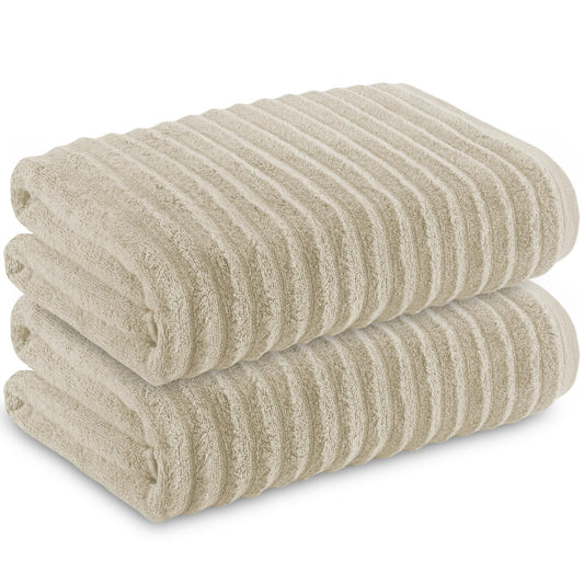 Towelogy Bamboo Extra Large Bath Towels (90x140cm, 2 Pack) - Highly Absorbent & Fast Drying Bath Sheets OEKO-TEX CERTIFIED (Ivory, 2)